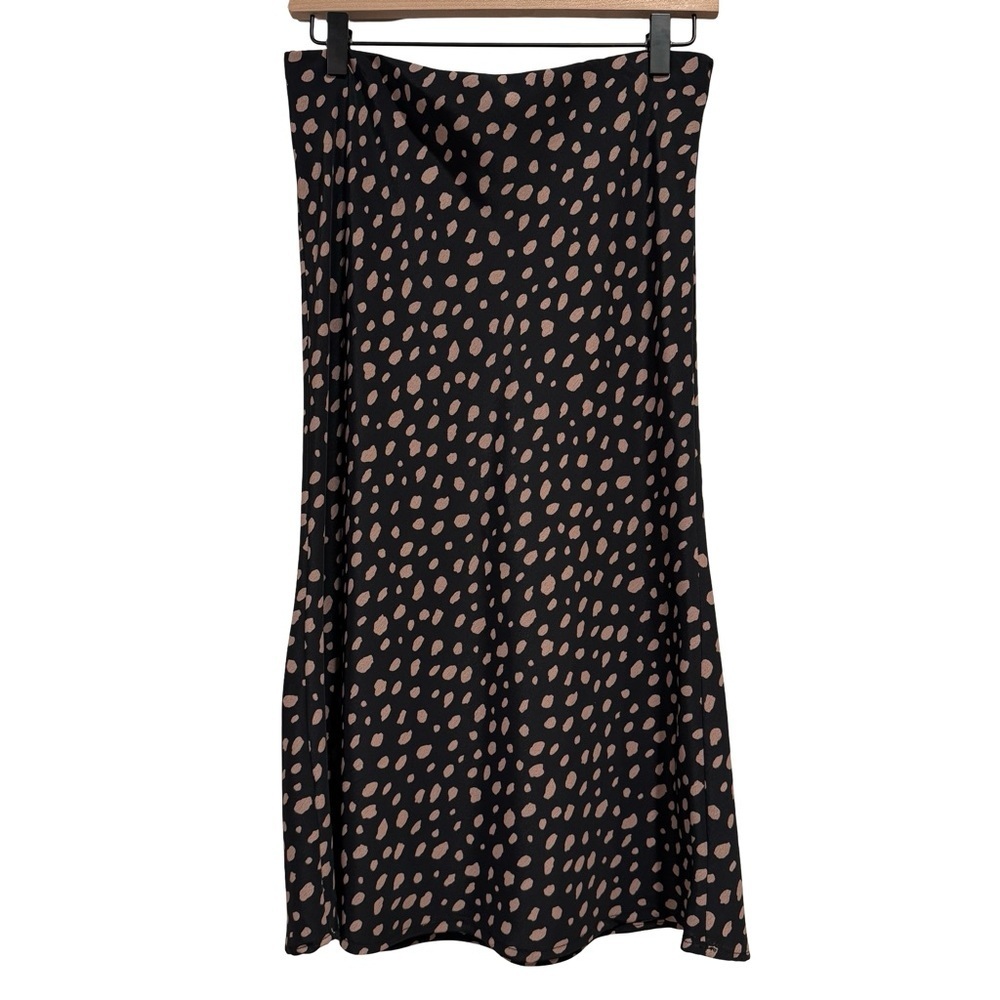 Black and Tan Polka Dot Midi Skirt - Picture 2 of 7